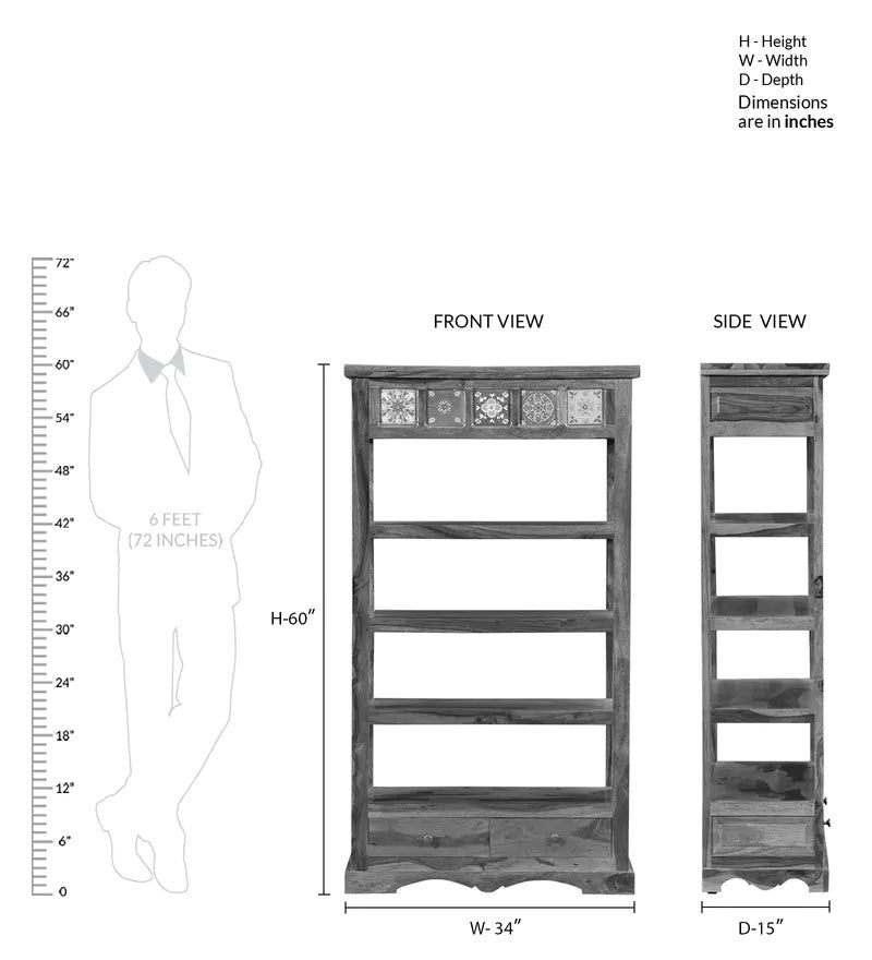 Lacey Solid Wood Book Shelf in Honey Oak Finish