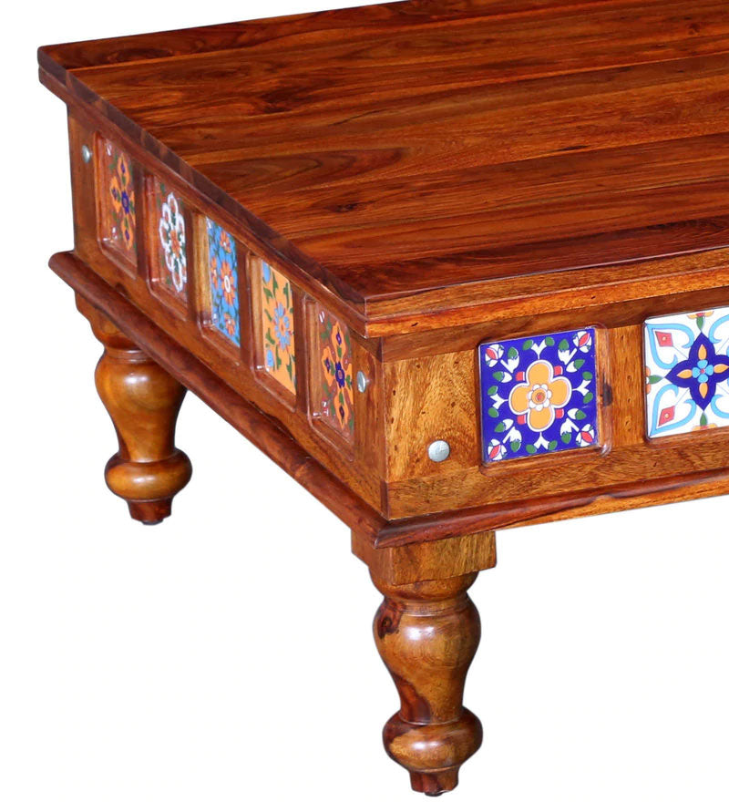 Stacy Solid Wood Coffee Table in Honey Oak Finish