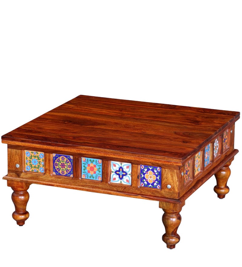 Stacy Solid Wood Coffee Table in Honey Oak Finish