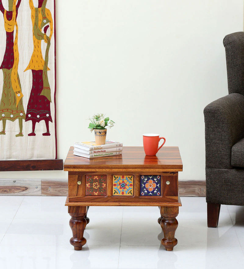 Liddle Solid Wood Coffee Table in Honey Oak Finish