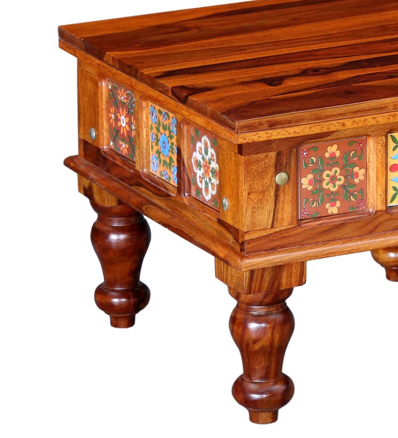 Liddle Solid Wood Coffee Table in Honey Oak Finish