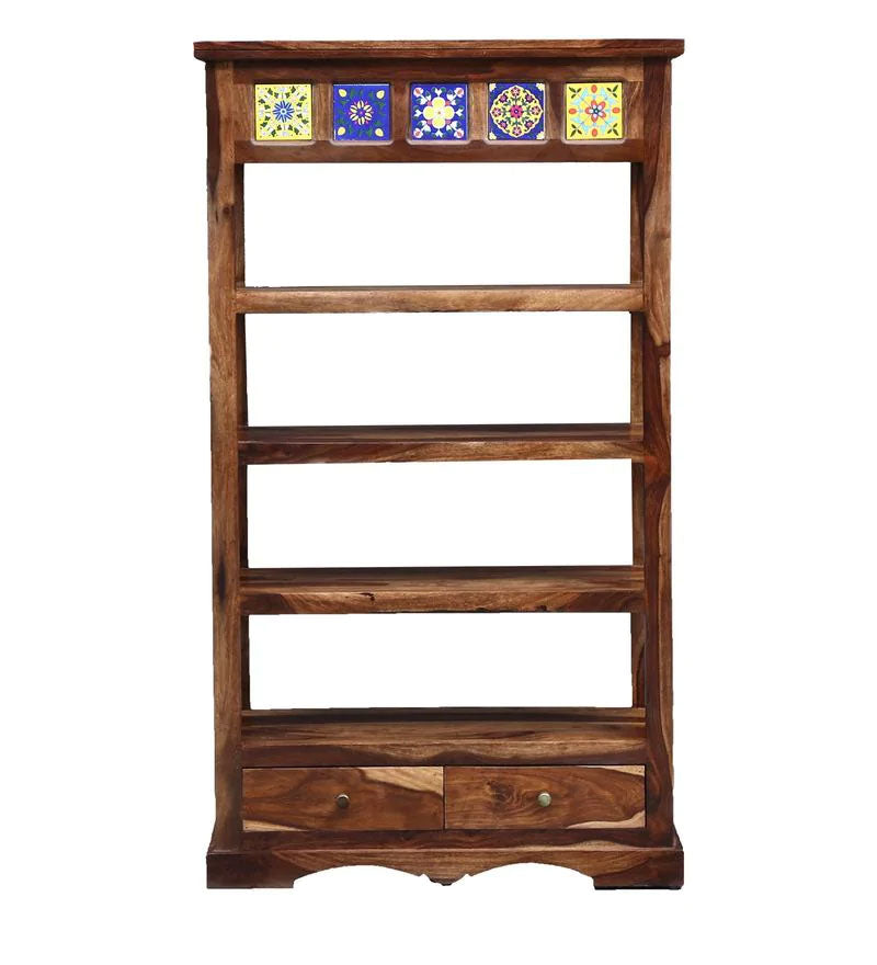 Heimo Solid Wood Book Shelf in Rustic Teak Finish