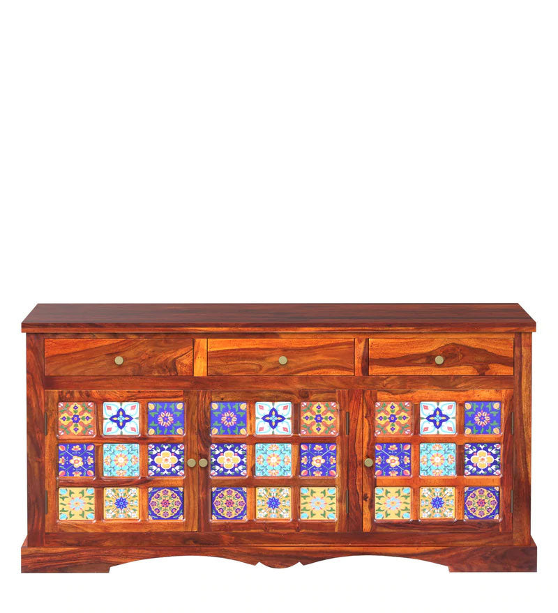 Roger Sideboard Solid Wood Sideboard in Honey Oak Finish
