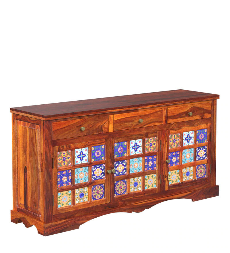 Roger Sideboard Solid Wood Sideboard in Honey Oak Finish