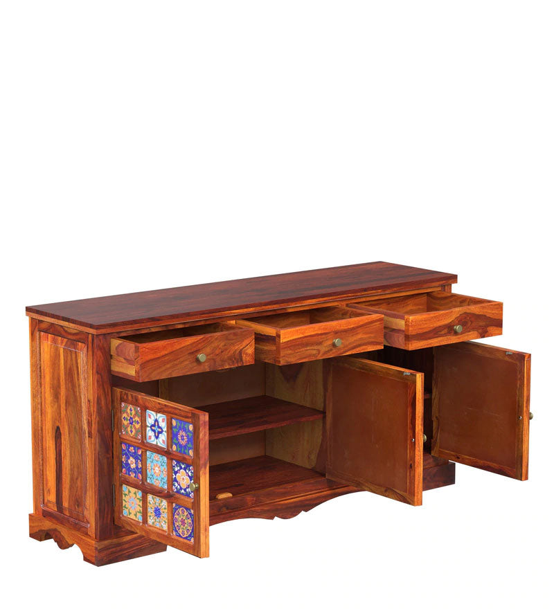 Roger Sideboard Solid Wood Sideboard in Honey Oak Finish