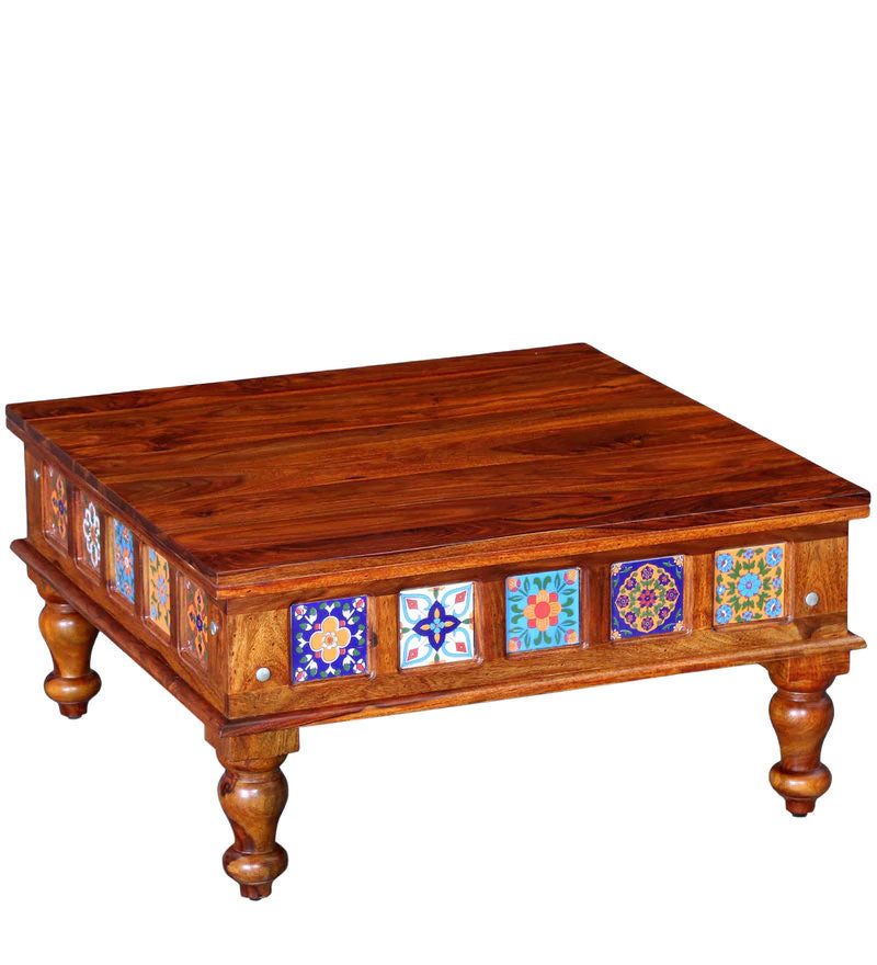 Stacy Solid Wood Coffee Table in Honey Oak Finish