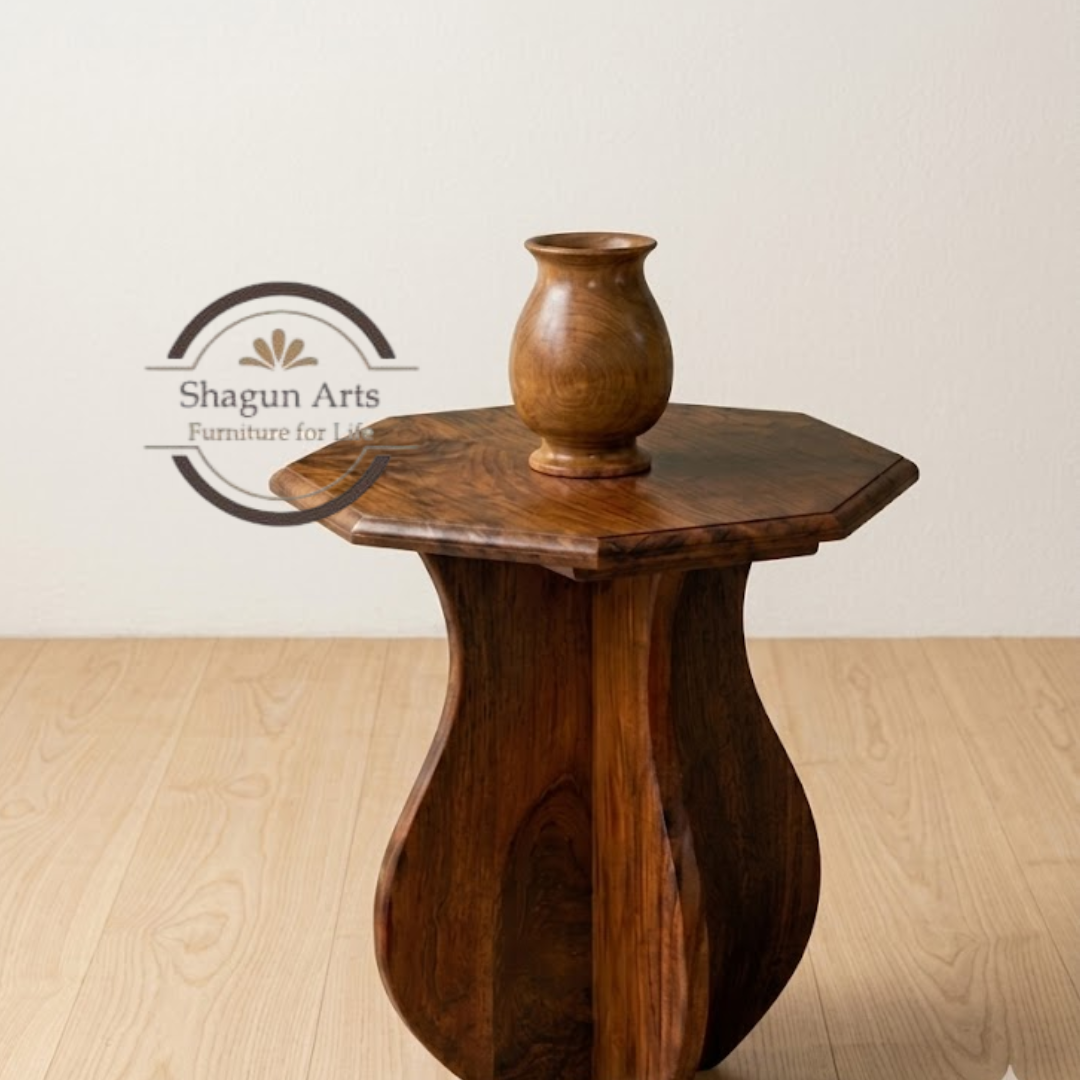 Handcrafted Wooden Pedestal Flower Vase Stand