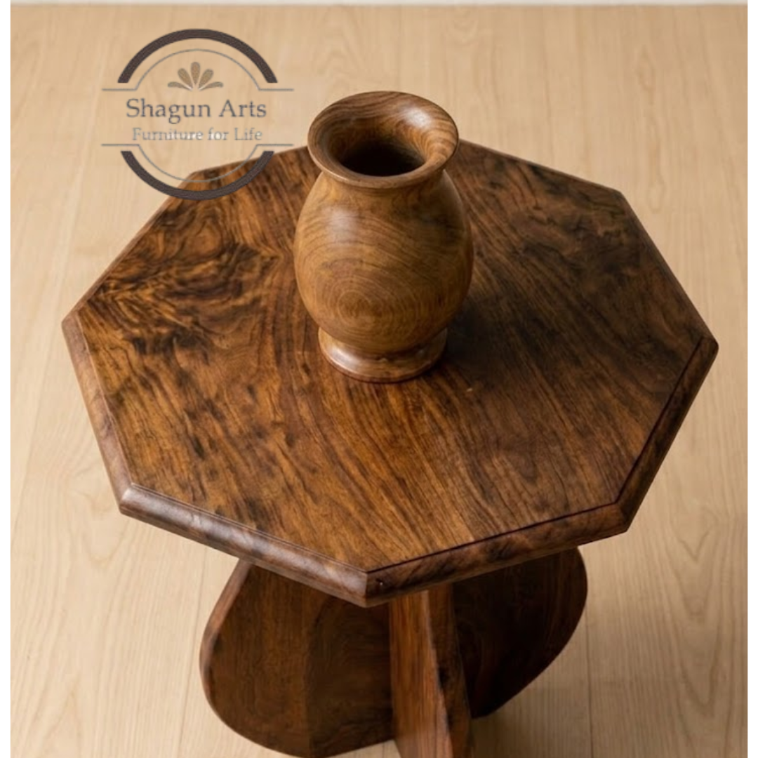 Handcrafted Wooden Pedestal Flower Vase Stand
