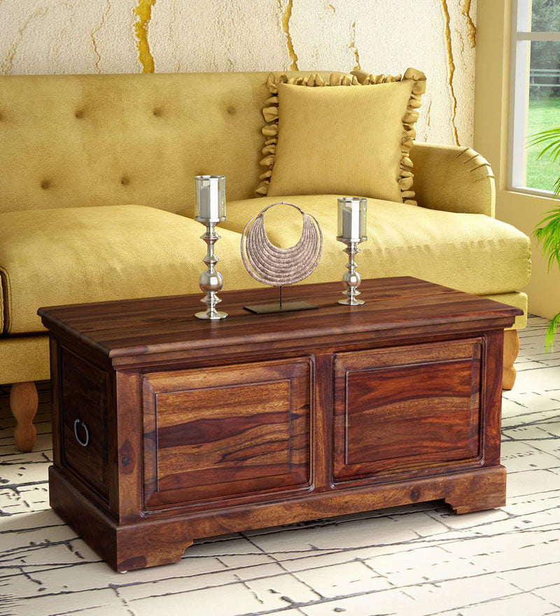 Boho Trunk Box  Wood Trunk in Provincial Teak Finish