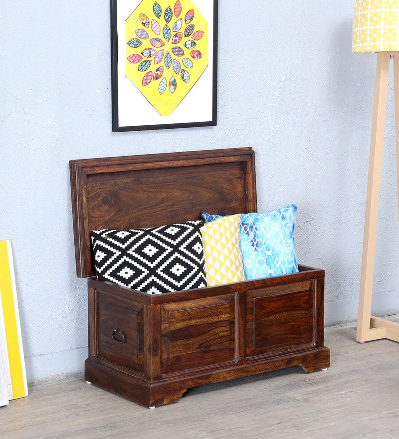 Boho Trunk Box  Wood Trunk in Provincial Teak Finish