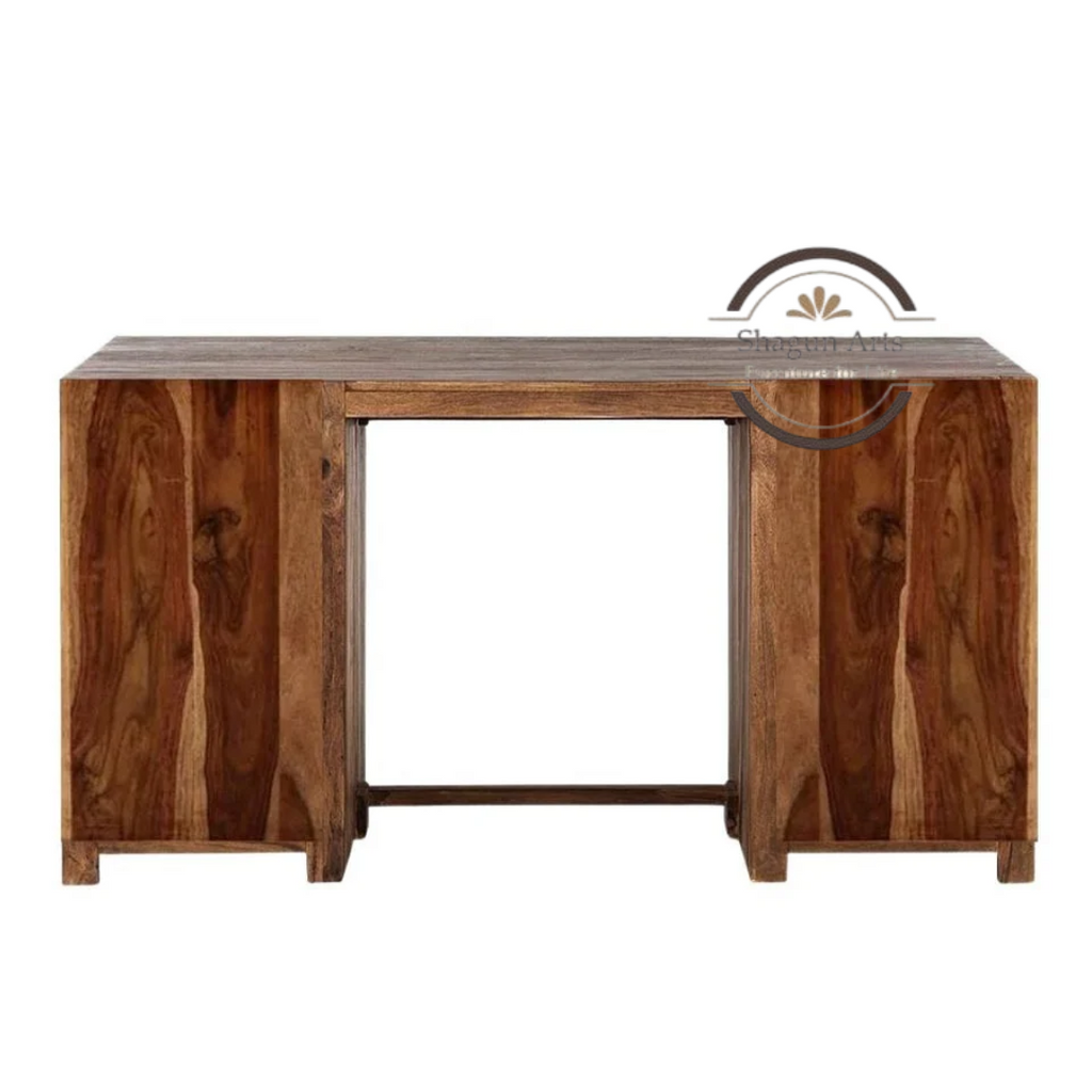 Solid Sheesham Wood Office Study Desk with 3 Drawers & Storage Cabinet | Wooden Computer Table for Home Office & Study | Honey Oak Finish Writing Desk
