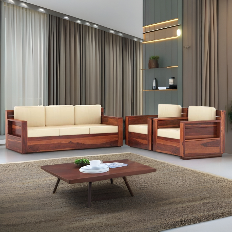 Raelyn Solid Sheesham Wood 5 Seater Sofa
