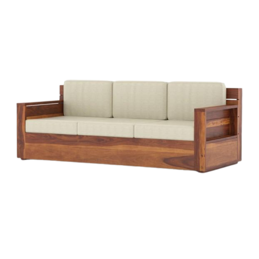 Quinton Solid Sheesham Wood 3 Seater Sofa