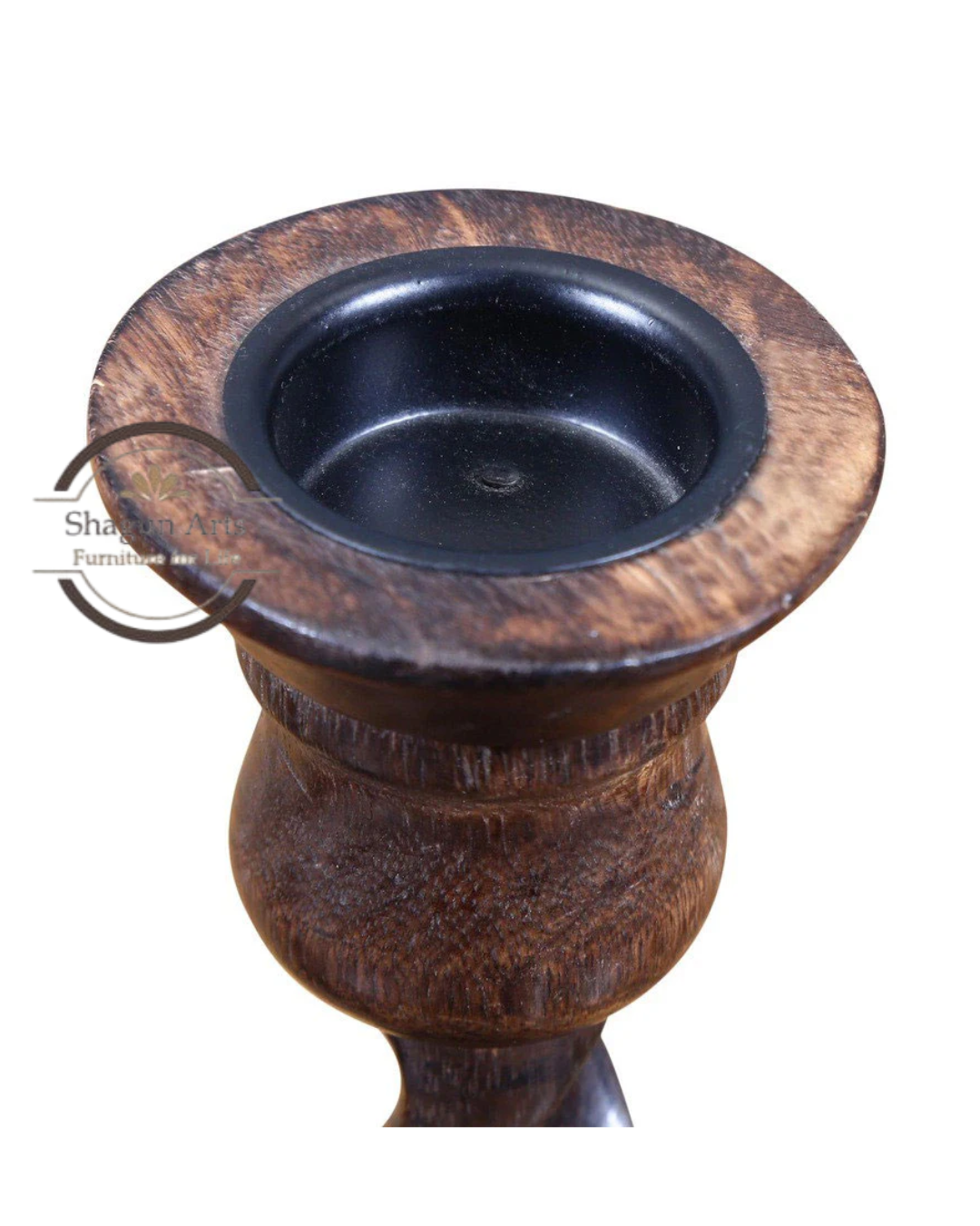 Handcrafted Twisted Wooden Candle Holder Set