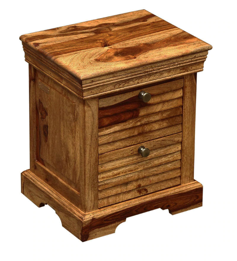 Allan Bed Carleson Solid Wood Bedside Chest in Rustic Teak Finish