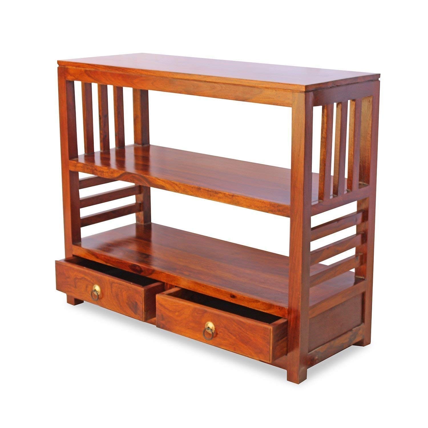 Lacey Sheesham Wood Console Tables with 2 Drawer for Living Room (Teak Finish)