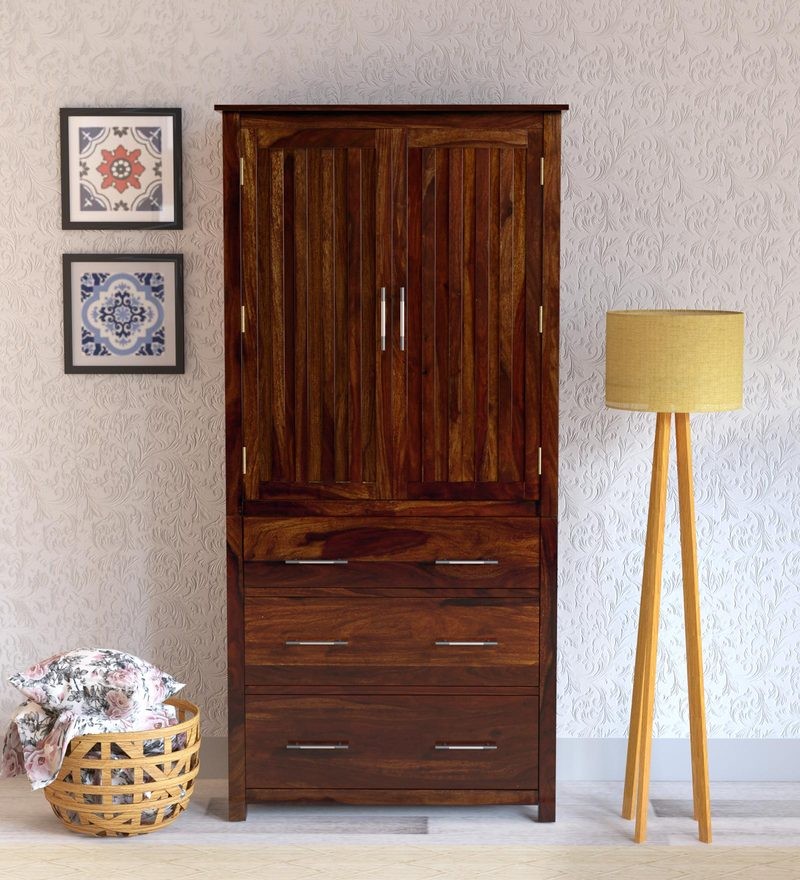 Tim Extendable Solid Wood 2 Door Wardrobe in Provincial Teak Finish