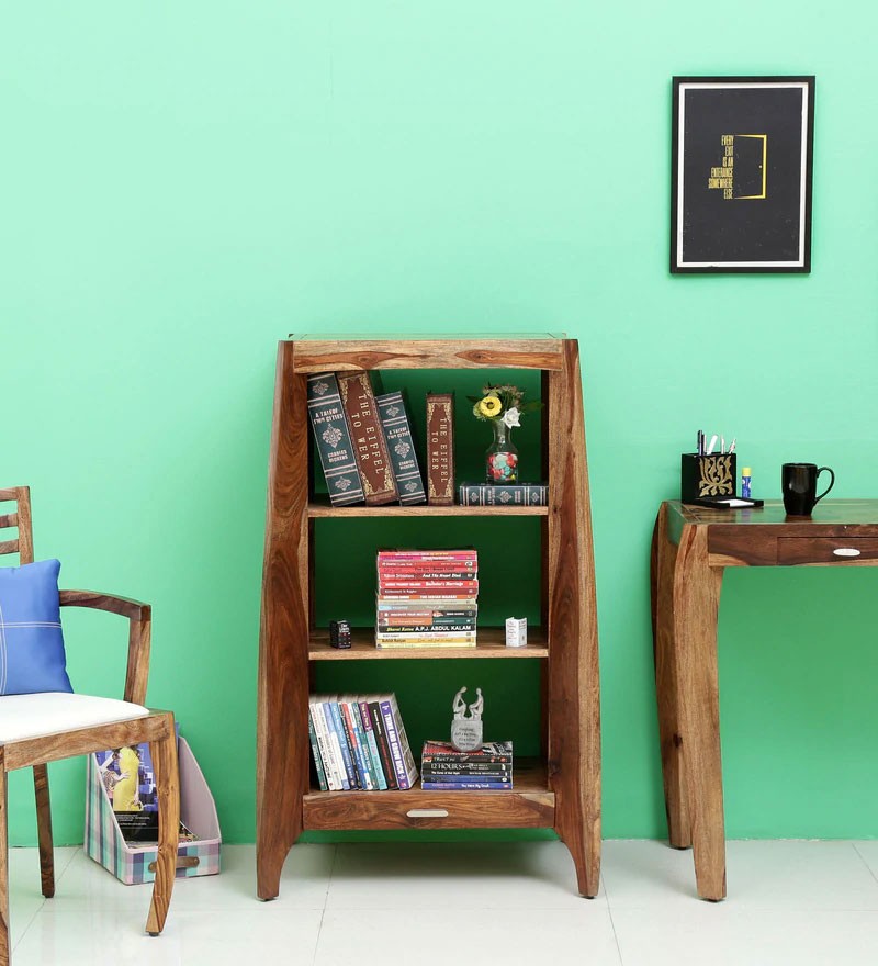 Cambrey Solid Wood Book Shelf in Warm Walnut Finish