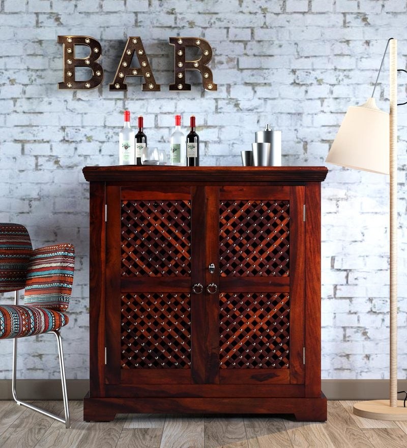 Lynton Bar Cabinet in Honey Oak Finish