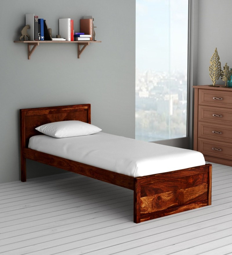 Walken Solid Wood Single Bed in Honey oak Finish