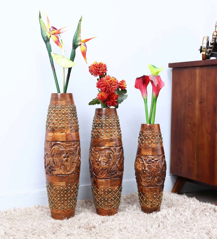 Wooden Tribal Thread Vase