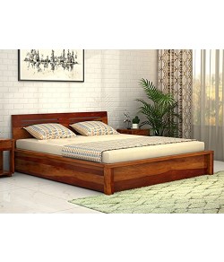 Drewno Bed Sheesham Hardwood King Size Box Bed, 200x198cm (Honey Medium)