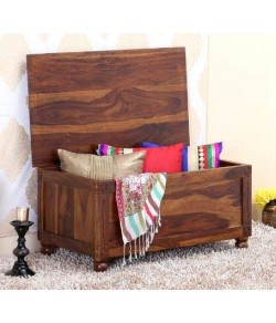 Dyce Wooden Trunk Seating Stool/Storage Stool Pure sheesham Wood