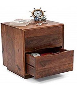 Felton Bed Wood Bedside End Table with Drawers for Living Room 