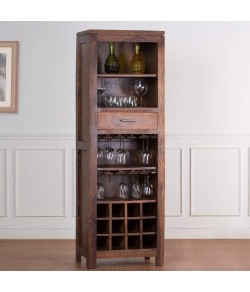 beleaguer  Sheesham Wood Bar Cabinet with Wine Glass Storage for Home (Natural Teak) 