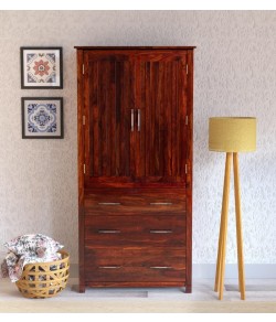Walken Solid Wood 2 Door Wardrobe in Honey Oak Finish