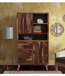 Portus Solid Wood Book Shelf In Rustic Teak Finish
