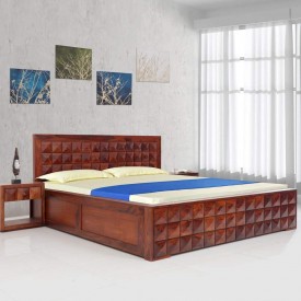 Wisker Bed Sheesham Wood Daimond Bed (Brown, 77x82x40-inch)