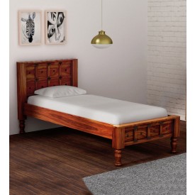 Walken Solid Wood Single Bed in Honey Oak Finish