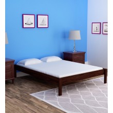 Upholstered Solid Wood Queen Size Bed in Provincial Teak Finish