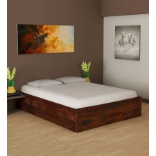 Hout Solid Wood King Size Bed with Storage in Provincial Teak Finish
